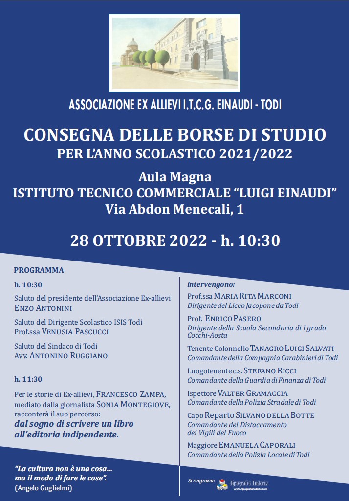 28/10/2022  Consegna borse di studio per l’anno 2021 – 2022